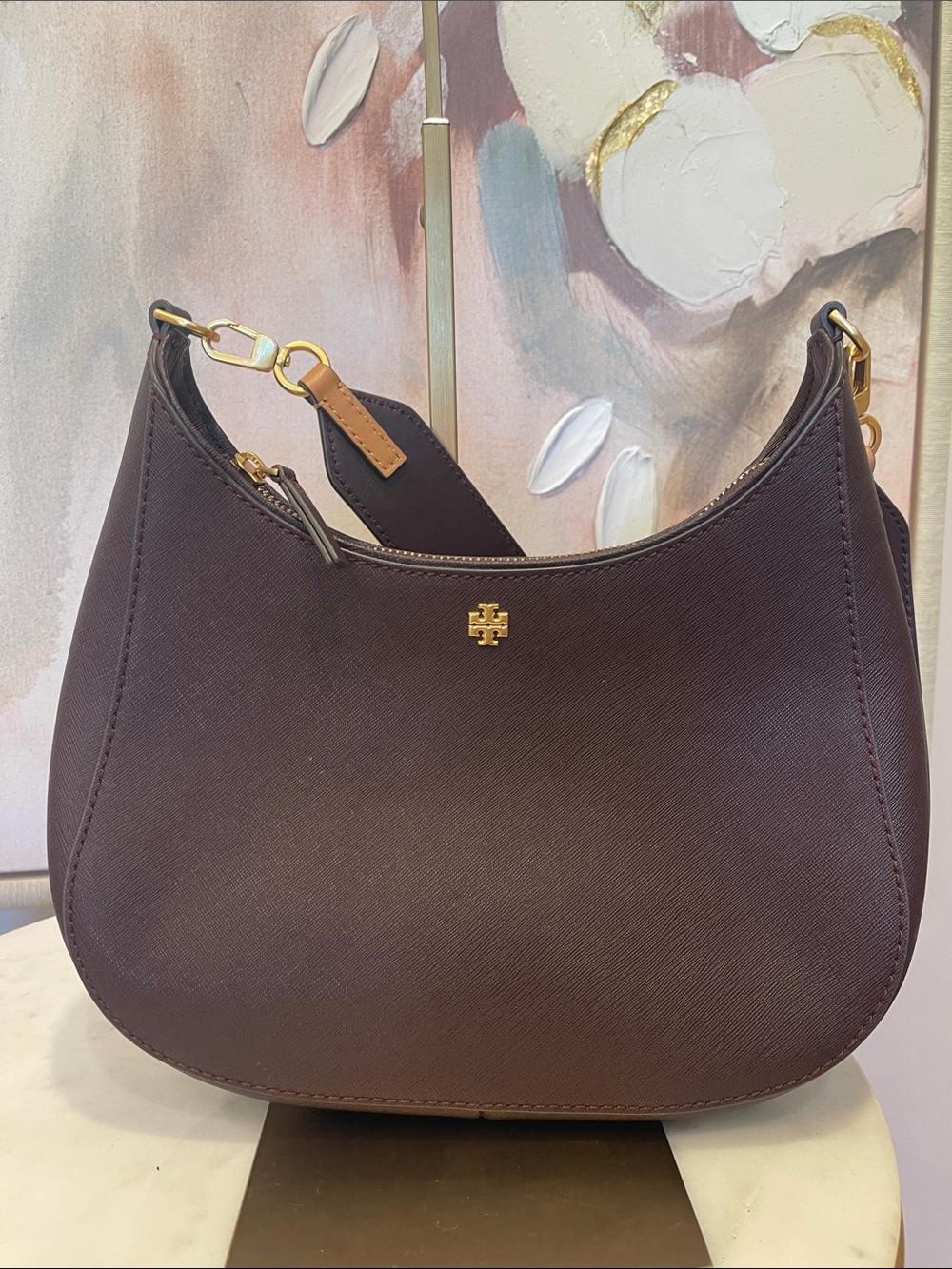 Tory Burch Emerson Bag with Purple & Burgundy Strap - Picture 4 of 9